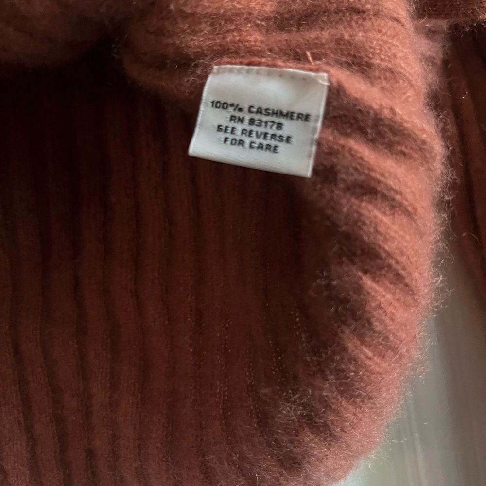 The Cashmere Project Ribbed Button Cashmere Dusty Copper Cardigan Medium - Picture 6 of 6